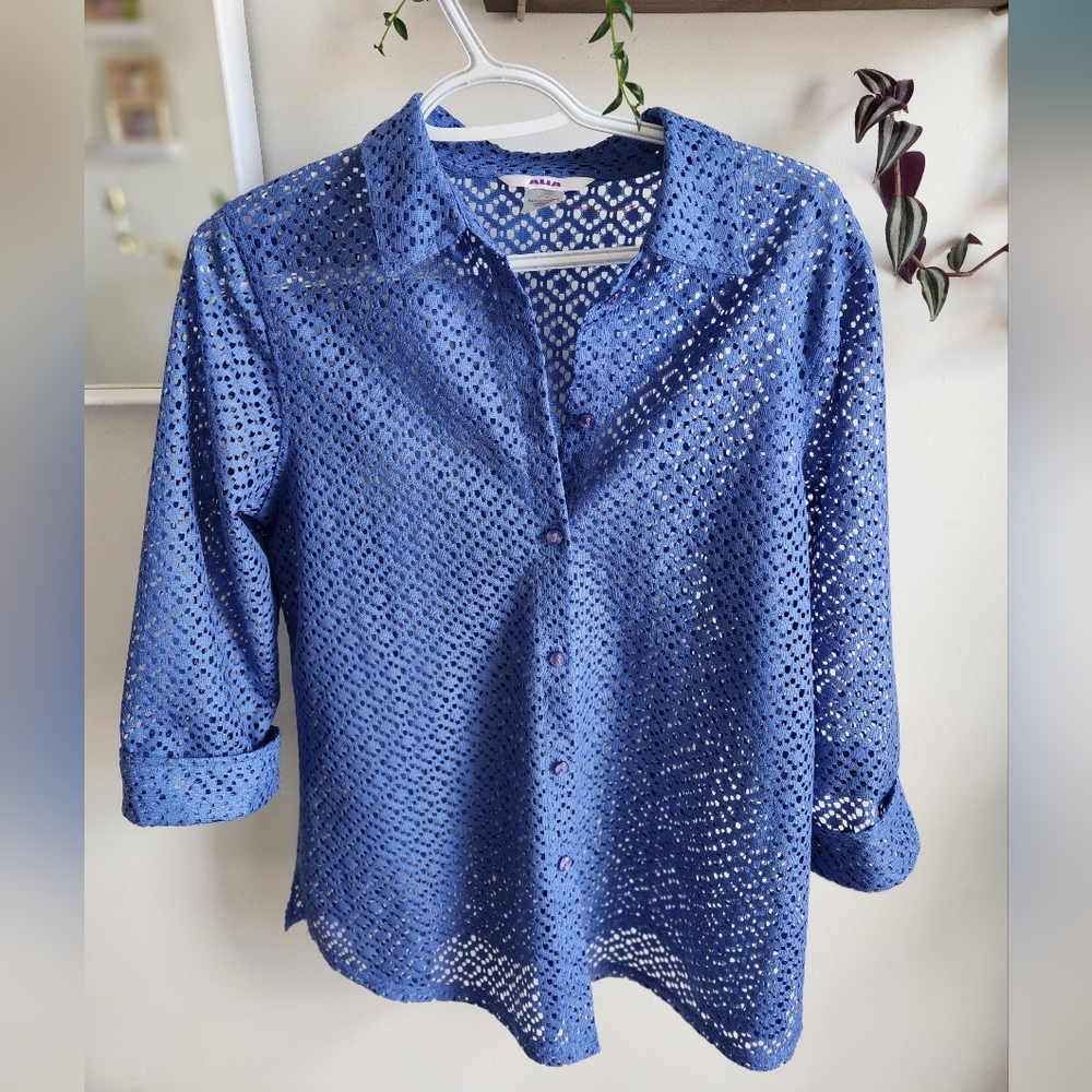 2/$20 Crochet 3/4 Sleeve Button Down Shirt